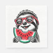 Serviette En Papier Cool Sloth Manger de la pastèque (Devant)