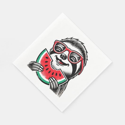Serviette En Papier Cool Sloth Manger de la pastèque (Coin)