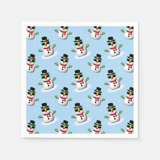 Serviette En Papier Cool Snowman Noël motif bleu hiver (Devant)