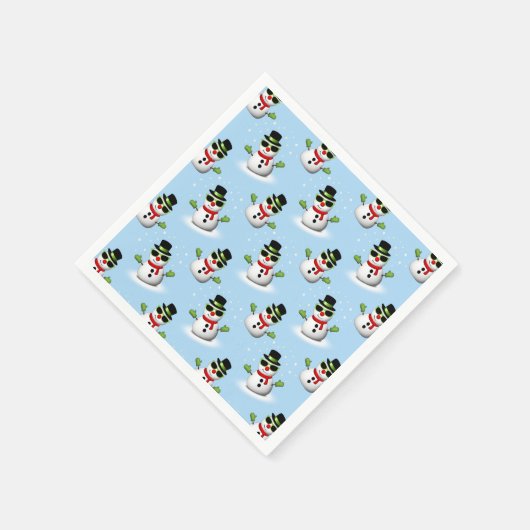 Serviette En Papier Cool Snowman Noël motif bleu hiver (Coin)
