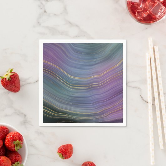 Serviette En Papier Cool Strata | Belle Agate bleu violet et or (En situation)