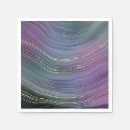 Serviette En Papier Cool Strata | Belle Agate bleu violet et or (Devant)