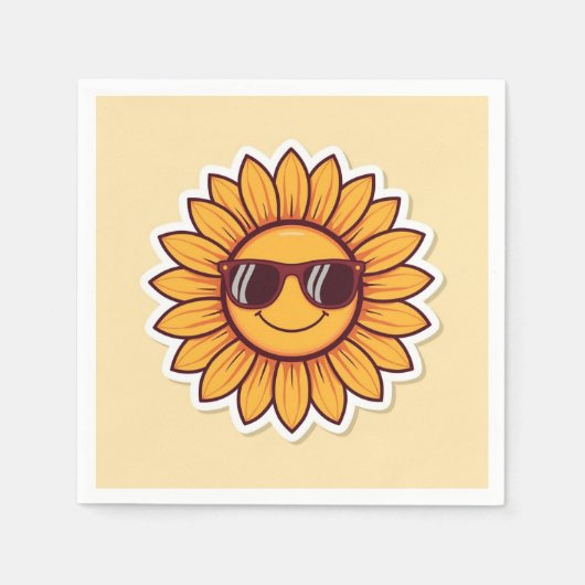 Serviette En Papier Cool Sunflower with Sunglasses (Devant)
