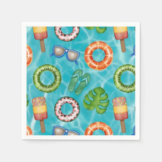 Serviette En Papier Cool Turqouise Pool Party (Devant)