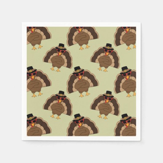 Serviette En Papier Cool Turquie Thanksgiving fun brun vert motif (Devant)