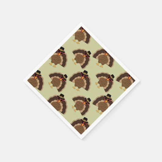 Serviette En Papier Cool Turquie Thanksgiving fun brun vert motif (Coin)