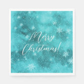 Serviette En Papier Cool Turquoise Winter Wonderland Neige Aquarelle (Devant)