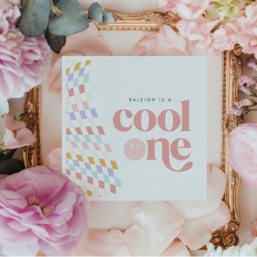 Serviette En Papier Cool Une fille Super À damiers rétro