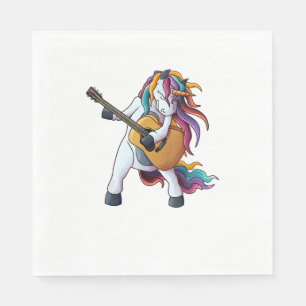 Serviette En Papier Cool Unicorne Jouer de la guitare _ Funny Animal G