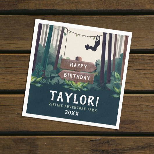Serviette En Papier Cool Ziplining Forest Anniversaire de verdure exté