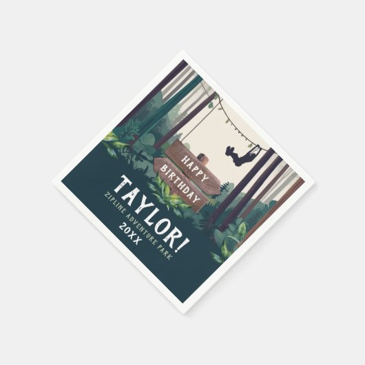 Serviette En Papier Cool Ziplining Forest Anniversaire de verdure exté (Coin)