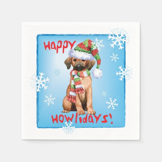 Serviette En Papier Coonhound rouge de Noël (Devant)
