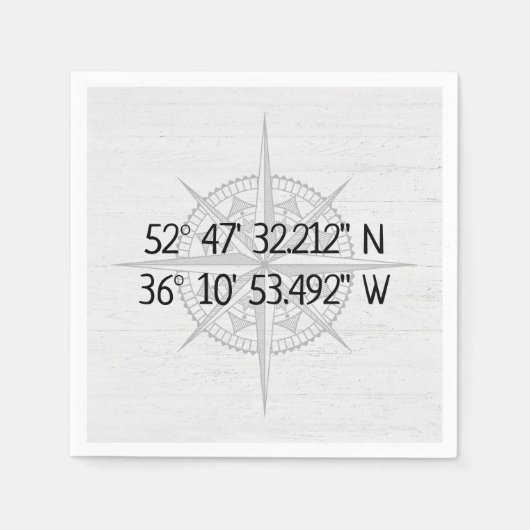Serviette En Papier Coordonnées de base GPS Compass (Devant)