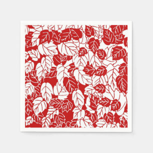 Serviette En Papier Copie japonaise de feuille, rouge foncé et blanc