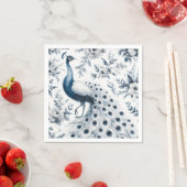 Serviette En Papier Coq avec fleurs bleu (En situation)