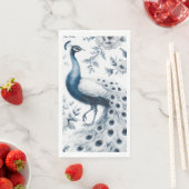 Serviette En Papier Coq avec fleurs bleu (En situation)