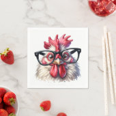 Serviette En Papier Coq Avec Verres Noirs (En situation)