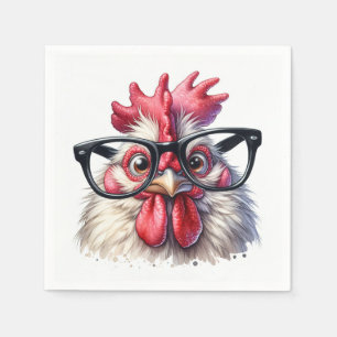 Serviette En Papier Coq Avec Verres Noirs