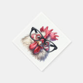 Serviette En Papier Coq Avec Verres Noirs (Coin)