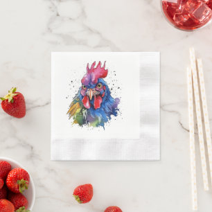 Serviette En Papier Coq de campagne Style aquarelle