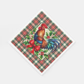 Serviette En Papier Coq de Noël Rouge Vert (Coin)