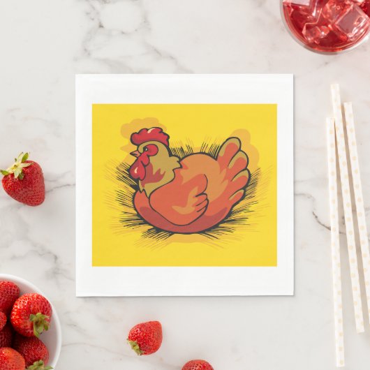 Serviette En Papier Coq en paille (En situation)