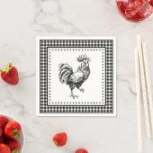 Serviette En Papier Coq Gingham (En situation)