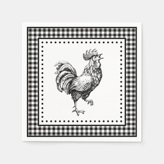 Serviette En Papier Coq Gingham (Devant)