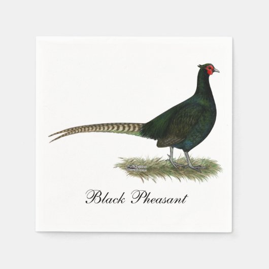 Serviette En Papier Coq noir de faisan (Devant)
