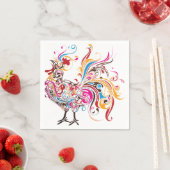 Serviette En Papier Coq Ornat (En situation)