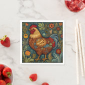 Serviette En Papier Coq rétro chic poulet de campagne (En situation)