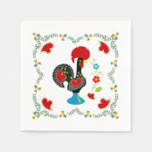 Serviette En Papier Coq traditionnel du Portugal en noir (Devant)