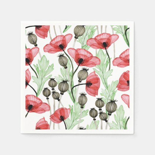 Serviette En Papier Coquelicots Fleuris (Devant)