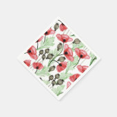 Serviette En Papier Coquelicots Rouges Floraux  (Coin)