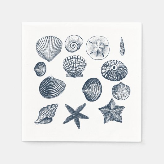 Serviette En Papier Coques bleues nautiques (Devant)