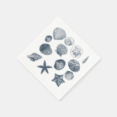 Serviette En Papier Coques bleues nautiques (Coin)
