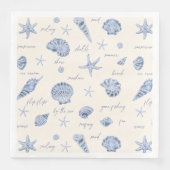 Serviette En Papier Coques Starfish Sun Fun Texte bleu ID918 (Devant)