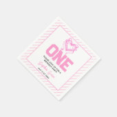 Serviette En Papier Coquette à mâchoires roses 1er anniversaire (Coin)