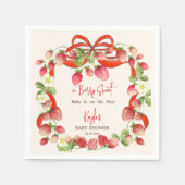 Serviette En Papier Coquette à ruban de fraise baby shower (Devant)