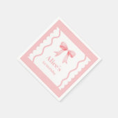 Serviette En Papier Coquette Aquarelle rose Bow 1er anniversaire (Coin)