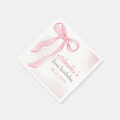 Serviette En Papier Coquette Aquarelle rose mignonne Bow Anniversaire (Coin)