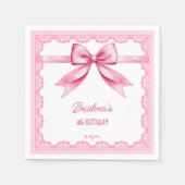 Serviette En Papier Coquette arc rose fête d'anniversaire imprimé (Devant)