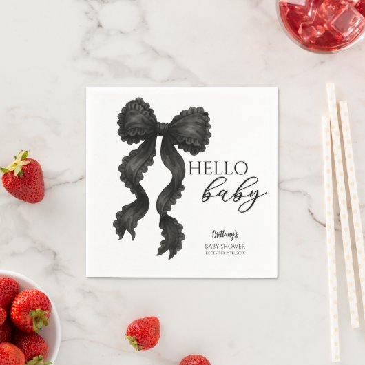 Serviette En Papier Coquette Baby shower noir (En situation)