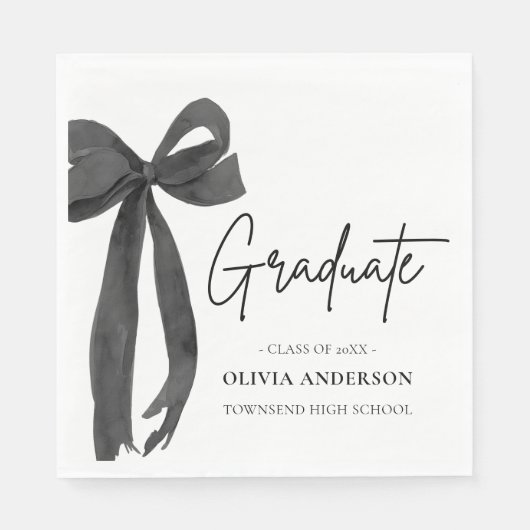 Serviette En Papier Coquette Black Bow moderne Graduate Graduate (Devant)