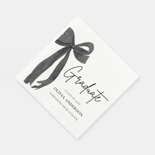 Serviette En Papier Coquette Black Bow moderne Graduate Graduate (Coin)
