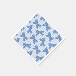 Serviette En Papier Coquette bleu vichy et noeuds