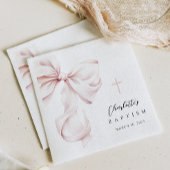 Serviette En Papier Coquette Bow Baptism Invitation