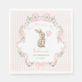 Serviette En Papier Coquette Bow Bunny Pink Gingham 1st Birthday (Devant)