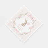 Serviette En Papier Coquette Bow Bunny Pink Gingham 1st Birthday (Coin)