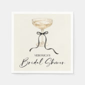 Serviette En Papier Coquette Bow Champagne Bridal Shower (Devant)